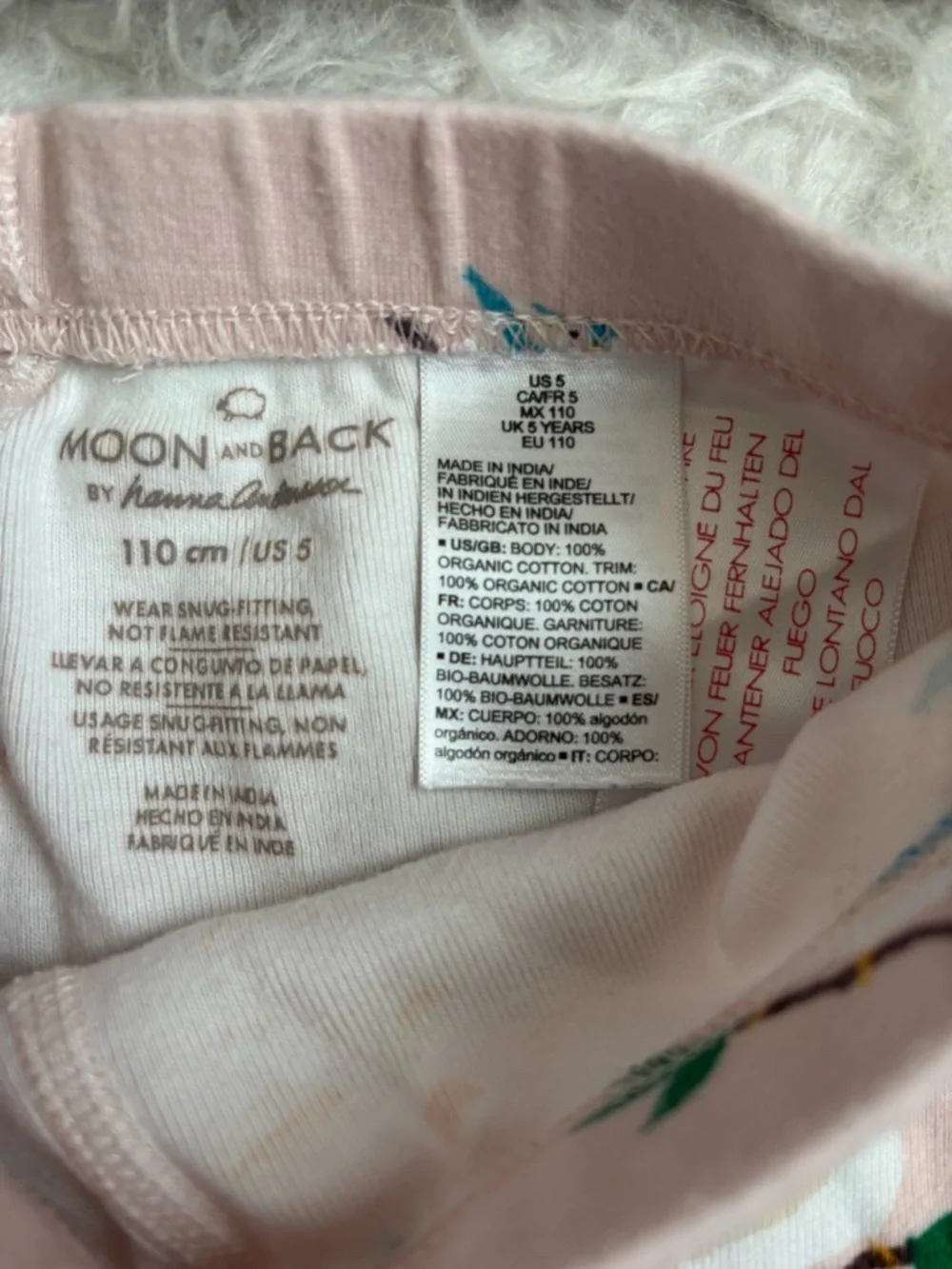 Hanna Andersson Girls Light Pink Bird & Sun AOP Organic Cotton Pajama Set